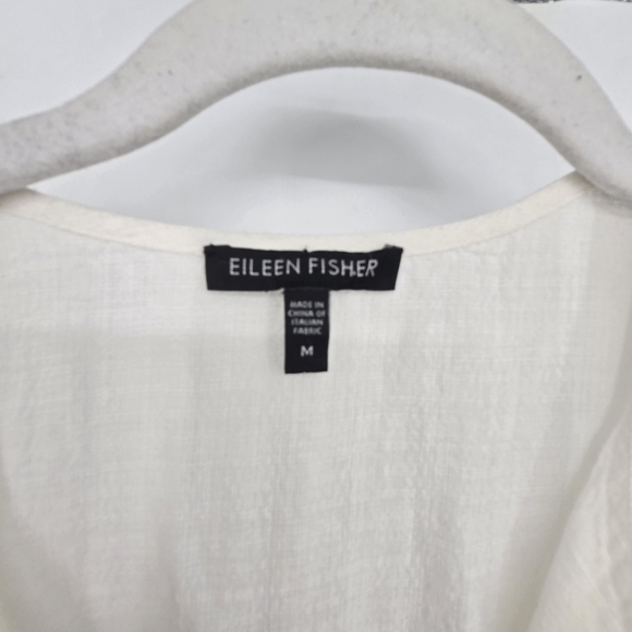 Eileen fisher sleeveless tunic button up dress cream white linen blend medium - Picture 3 of 5